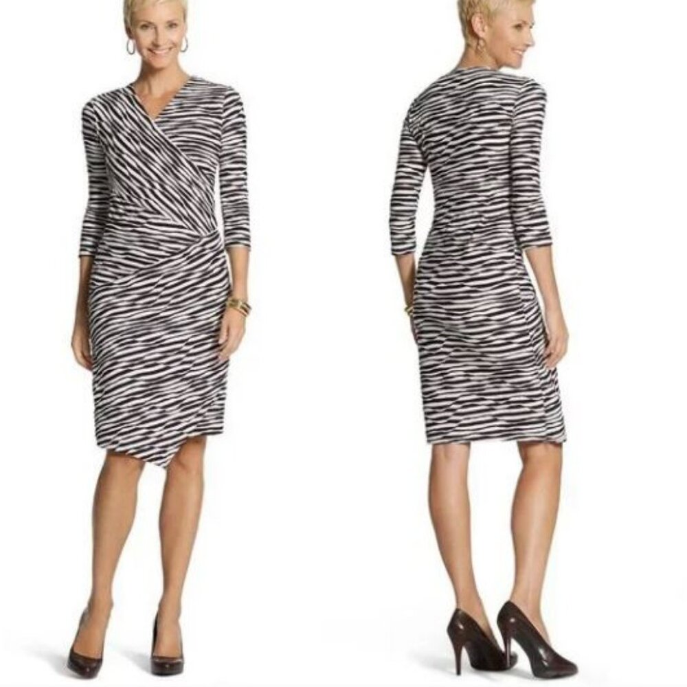 Chico’s Textured Jessie Faux Wrap Dress 0 XS